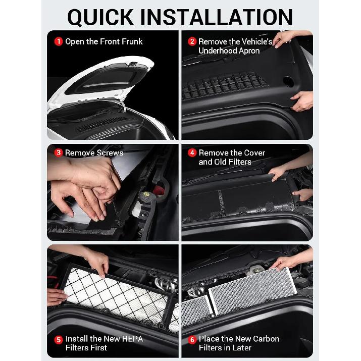 Per Tesla Model Y 2024 -2020 Filtro Abitacolo HEPA Sostituzione Filtro Presa d'Aria con Carbone Attivo per Accessori Model Y