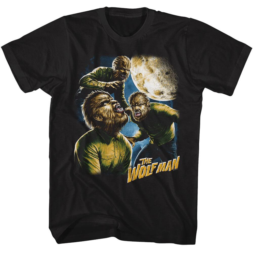 The Wolfman Adult T-Shirt Universal Monsters Three Moons Black Cotton SM5XL Unisex T-Shirt S