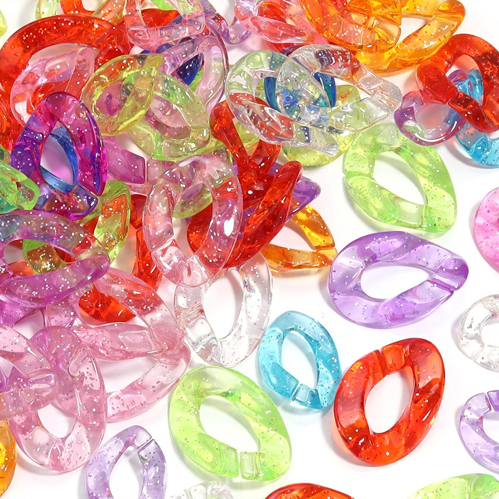 20pcs/Lot High Brightness Transparent Mixed Color Acrylic Chain Buckles For Jewelry Making DIY Necklace Bracelet Accessories