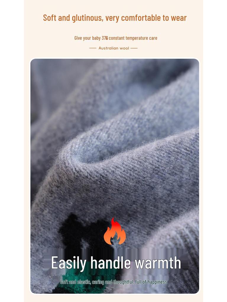 Kinder-Cardigan aus 100% reiner Wolle, gestrickt, mit Cartoon-Motiv, koreanischer Stil, Rundhals-Pullover für Jungen und Mädchen