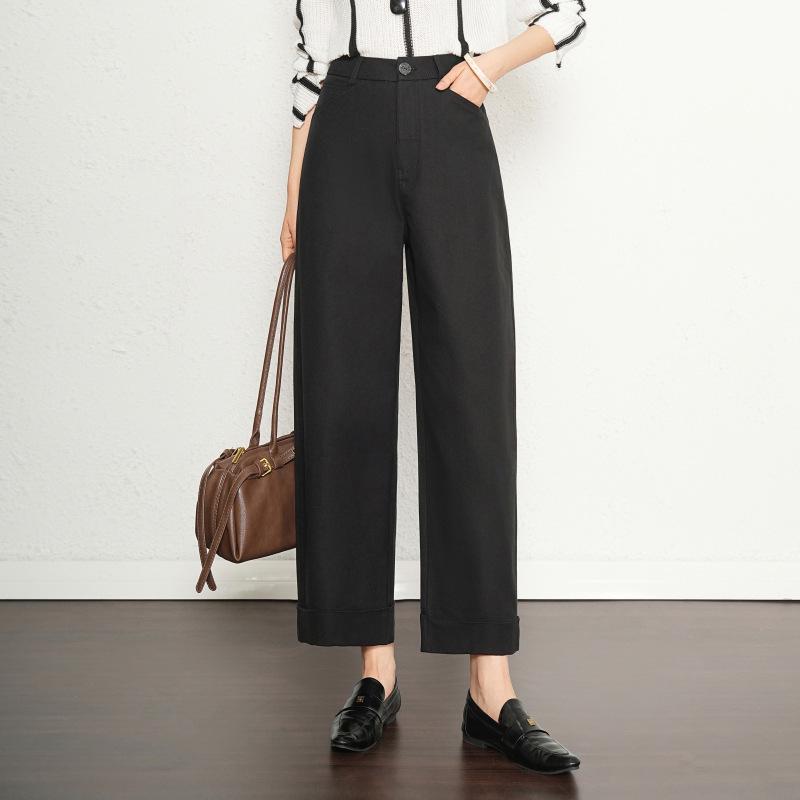 2025 Women's Small Size Cotton Linen Wide Leg Pants - Versatile, Slimming, Casual for Spring & Autumn