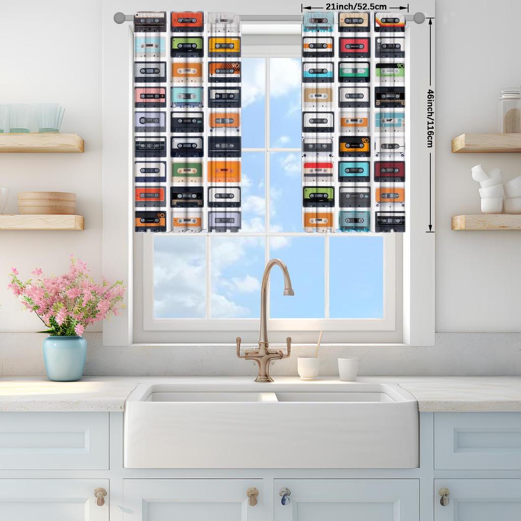 2pcs Various Tape Display Decorative Curtains   Vintage Classic Themed Curtains   Sunshade and Privacy Protect