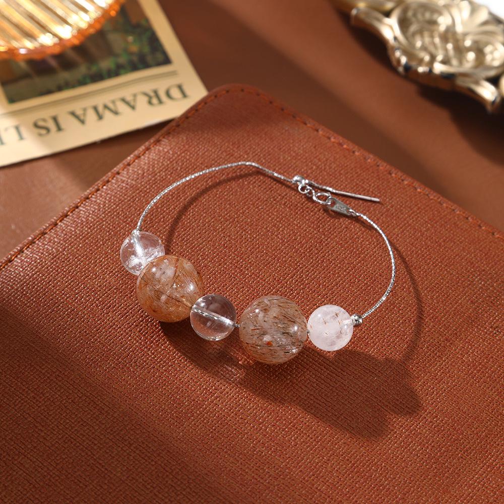 Elegant Gold Rutilated Quartz Bracelet - High-End Chinese Style Niche Design
