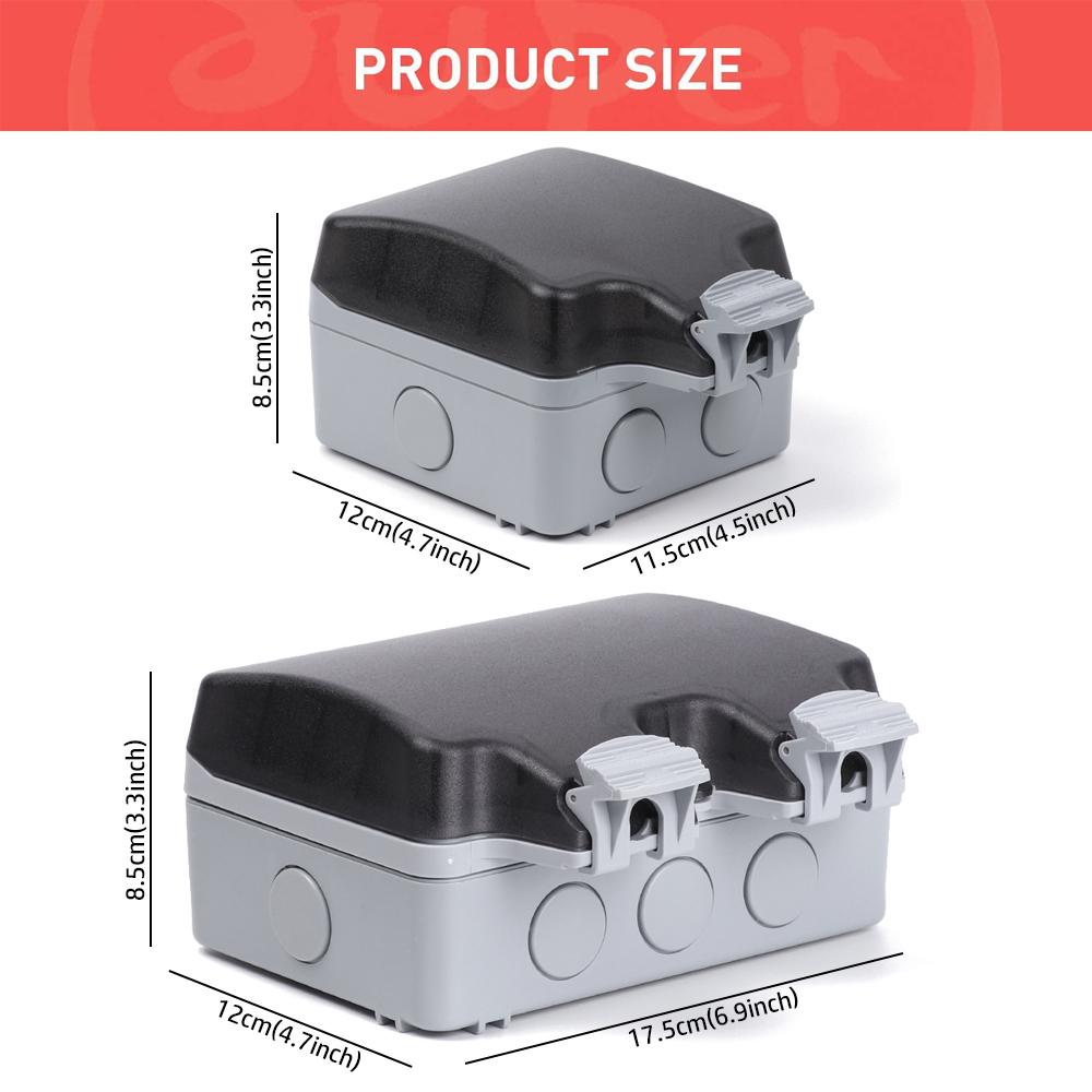 16A Outdoor Switched Waterproof Socket Wall Electrical Power Outlet Dual USB Ports 2 Gang