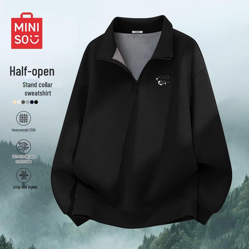 MINISO Men's Half-Zip Stand Collar Sweatshirt