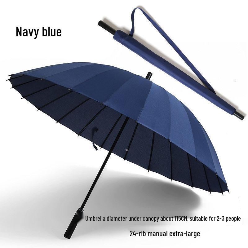 24-Rib Long Handle Large Automatic Umbrella - Double Reinforced, High-End Business and Advertising Use.