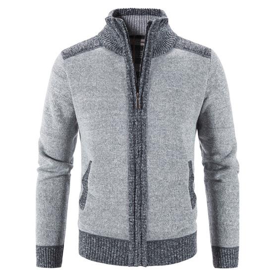 Zipper Closure Men Cardigan with Pocket Polyester Precisely Detail Men Sweater for Dating Wear