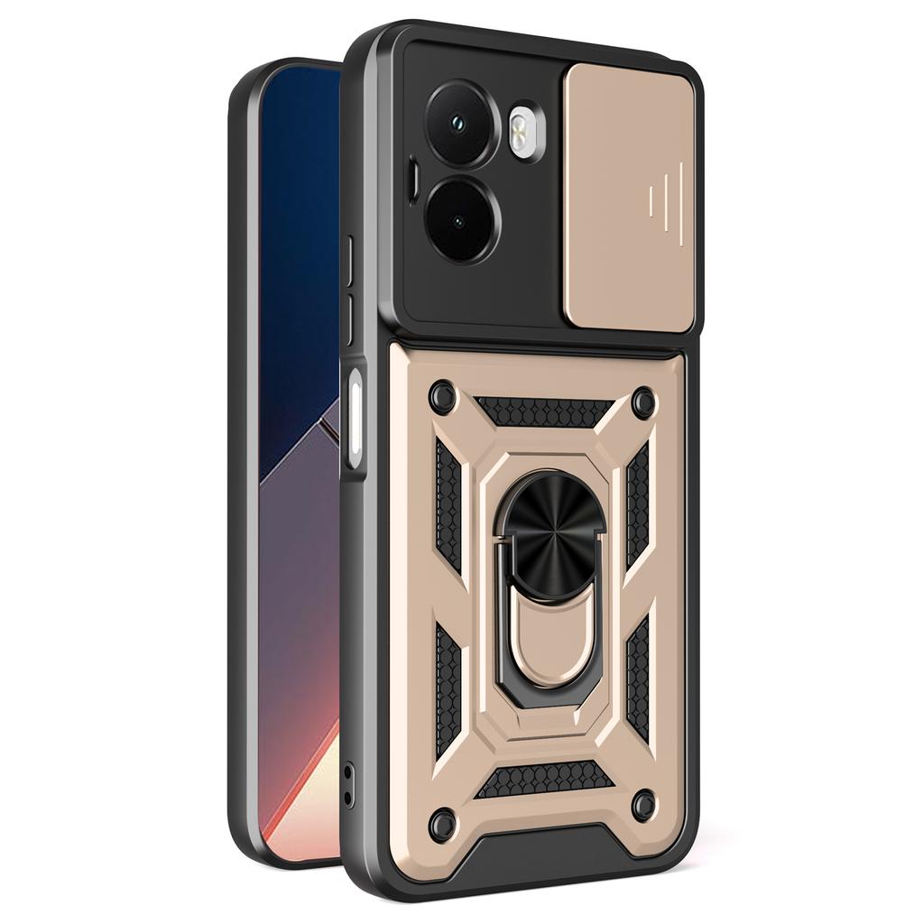 For Xiaomi Poco M7 4G (169mm) Case with Slide Camera Lid PC+TPU Kickstand Phone Cover