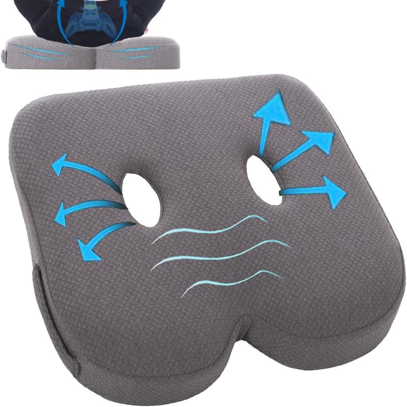 Memory Foam Seat Cushion for Office Chair,Patented Pressure Relief Seat Cushion for Long Sitting Hours on Office/Home Chair,Car,Wheelchair,Non-Slip