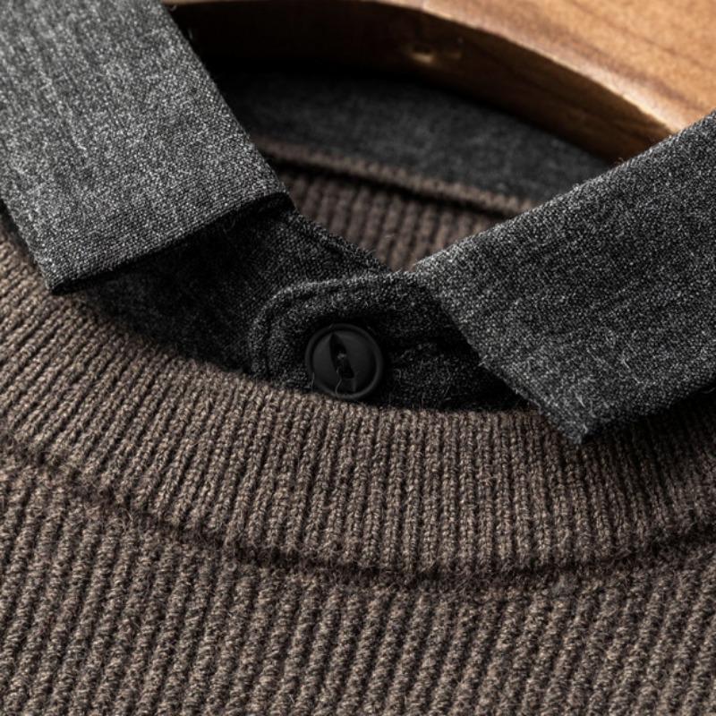 Herren-Pullover, Herbst und Winter, neuer lockerer, lässiger Trend, Farbblockierung, Rundhals-Oberteile, vielseitige, faule Strickwaren für Herren