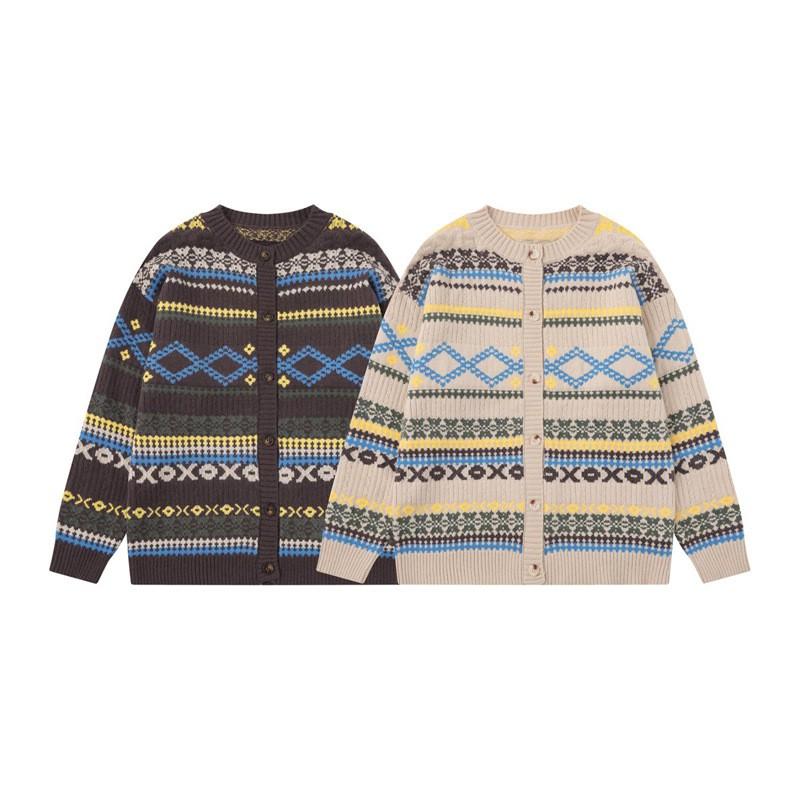 Oversized Fair Isle Knit Sweater Men Women Winter Warm Loose Fit Casual Crewneck Pullover