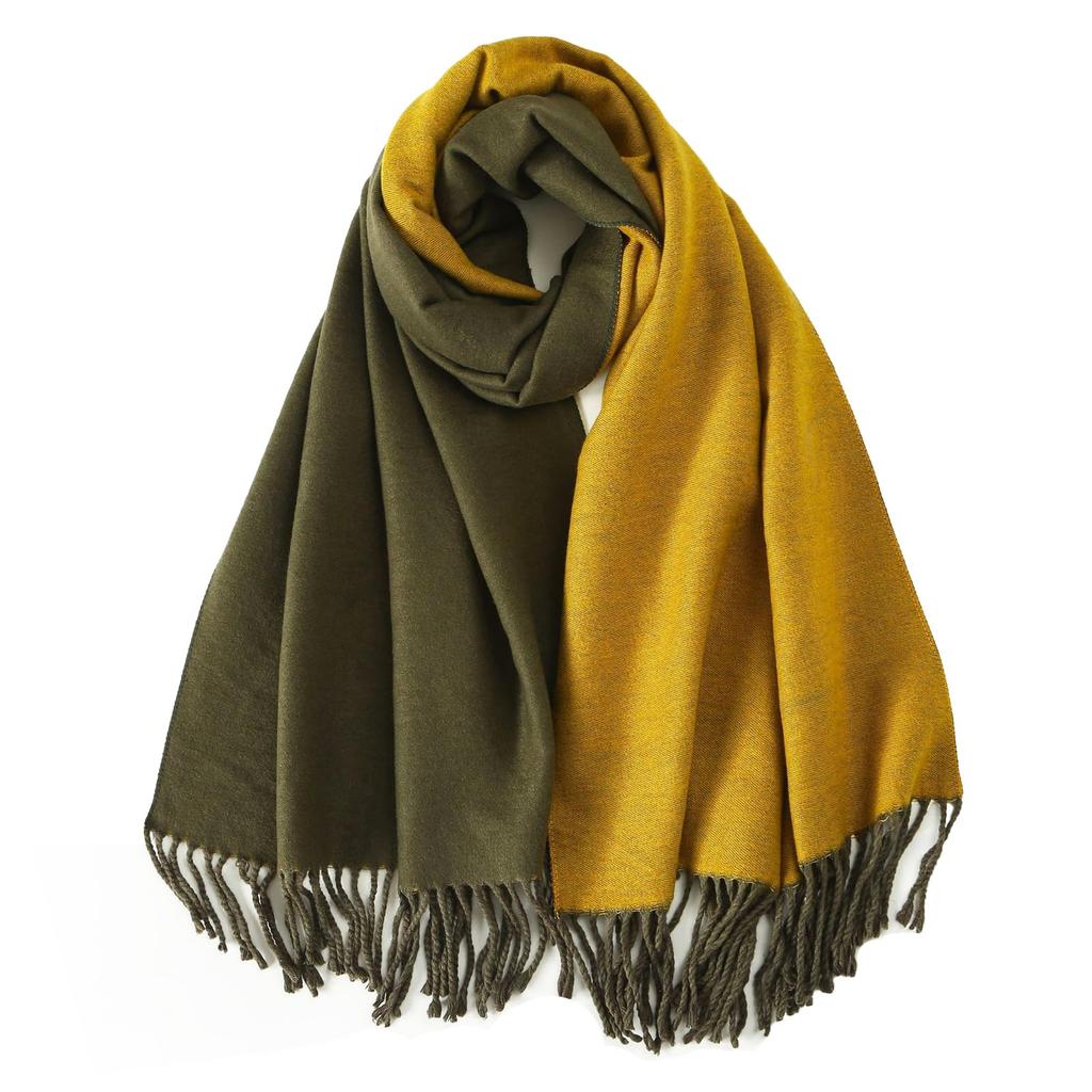 Wool Solid Cold Weather Gift Box Included [YKIbeauty] Cashmere-Touch Double-Faced Scarf, Large, Thick, Color, Fall/Winter Throw, Unisex, (Yellow)