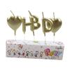 Gold-plated Love Birthday Cake Candle Gold Silver English Initials HBD Baking Decoration Candle