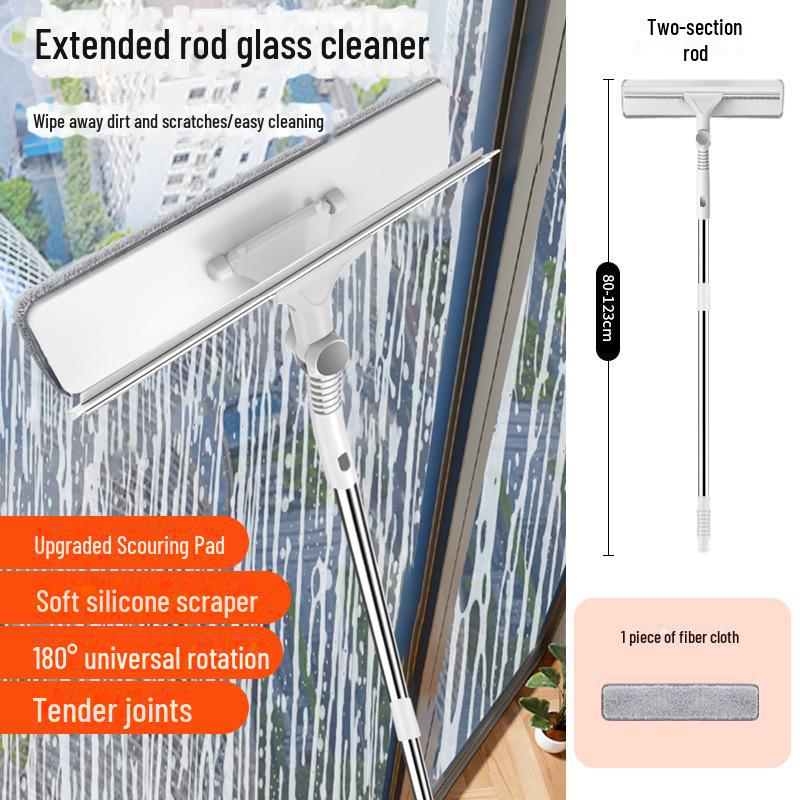 Telescopic Double-Sided Glass Cleaner for High-Rise Windows - Professional Household Tool