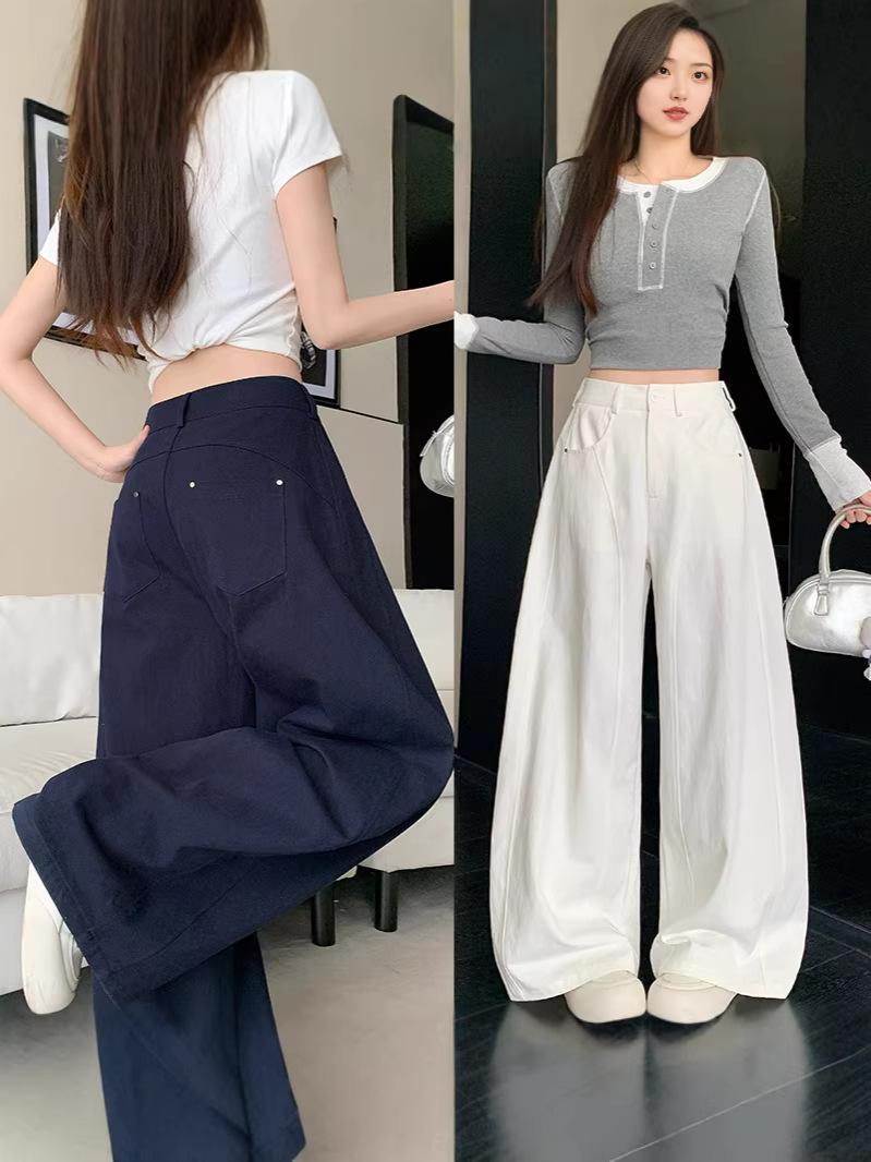 

Plus Size Women s Pure Cotton Wide-Leg Scythe Pants - Spring 2026, Loose Slimming Fit, Relaxed Feel 2XL