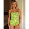Printed Frilled Wrinkled Women Swimwear One Piece Swimsuit Female High Cut Leg Bather Bathing Suit Swim