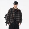 Men's American Retro Wool Blend Plaid Lapel Jacket - 2025 Autumn/Winter Long Sleeve Old Money Style