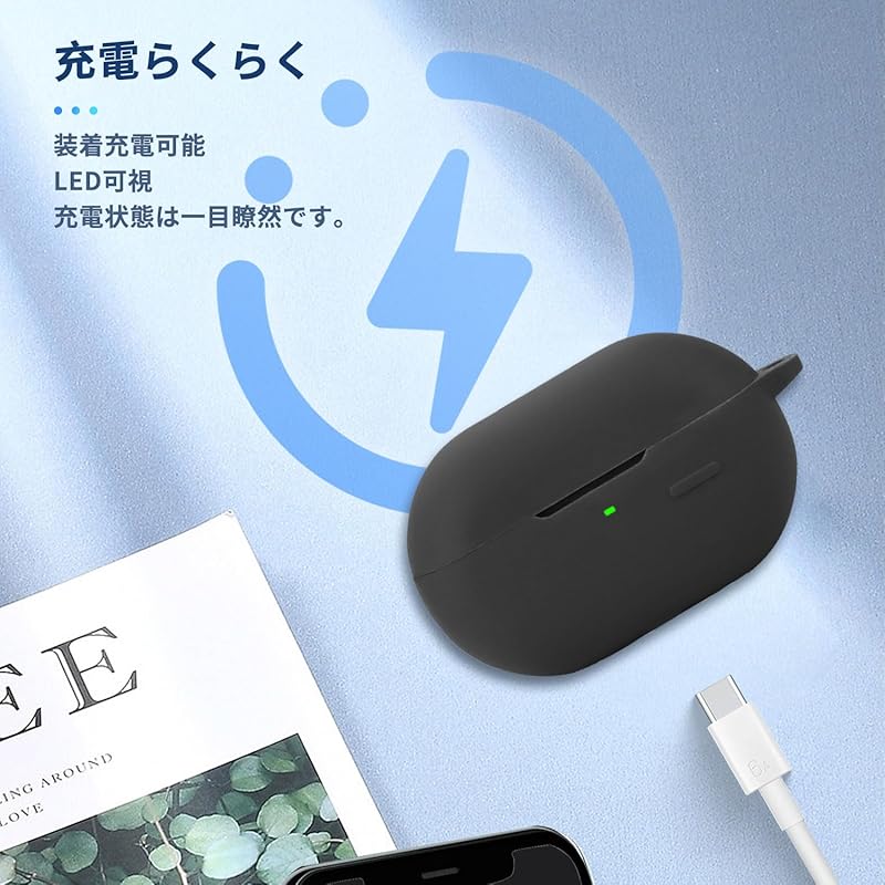 For SoundPeats CC for Case Cover [NOUKAJU] Wireless Earphones Silicon Protective Case (With Carabiner + Strap Included) ) Fall Prevention Scratch