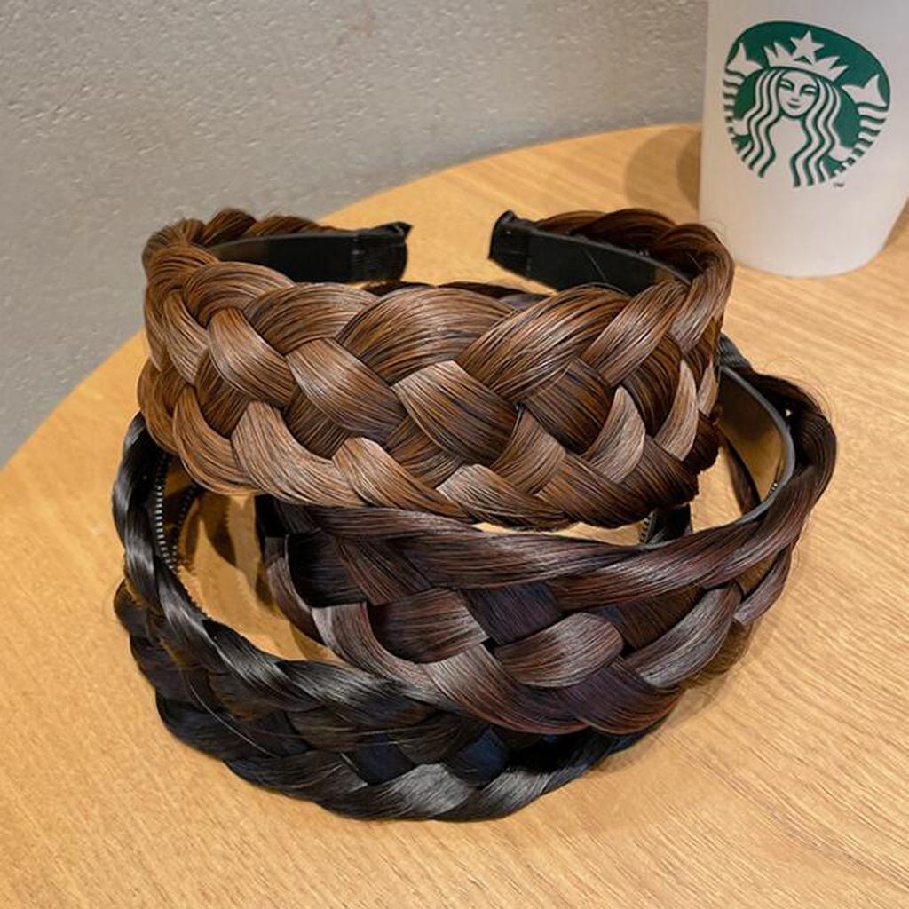 Women Synthetic Wide Wig Twist Braided Hair Bands Fashion Braids Hairband Nature Headband Stretch for Party Hair Accessories