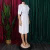YYFS Women's Fashion Summer Spring Solid Color Print Short Sleeve O-Neck High Waist Casual Dresses