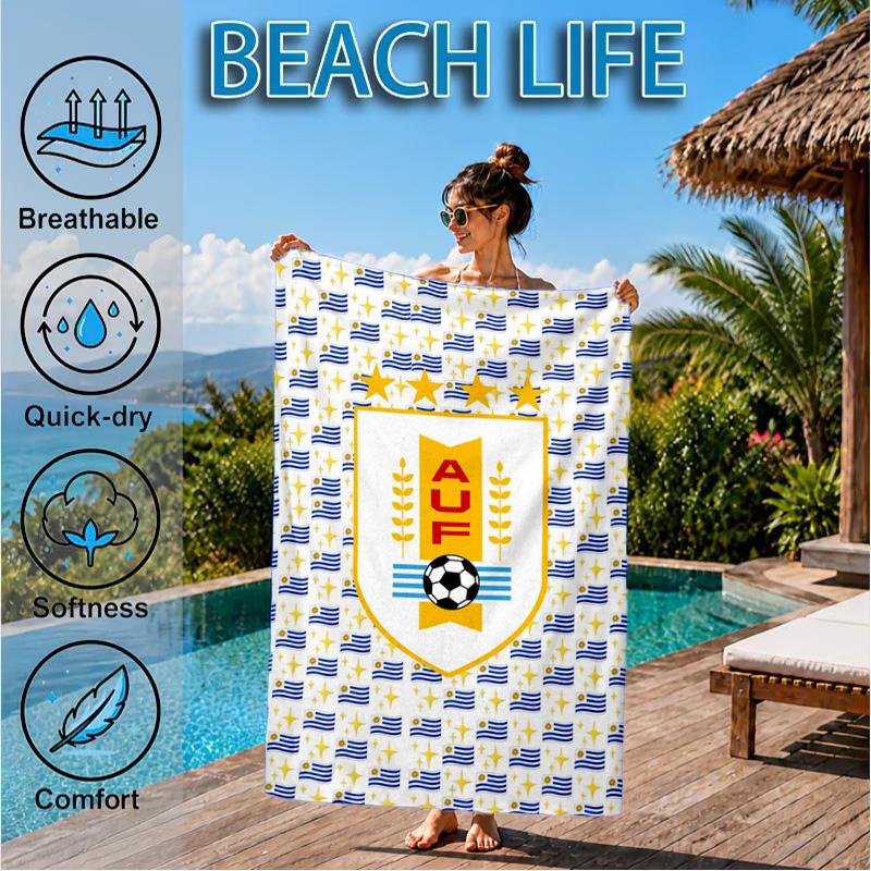 Fc Crest Design Printed Microfiber Beach Towel, Soft And Absorbent, Quick-Dry, Ideal for Summer Travel, Beach Essential, Swimming Pool