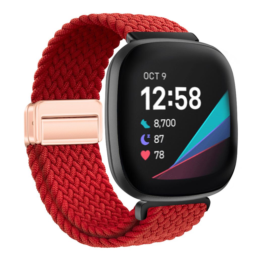 Nylon Braided Loop Strap For Fitbit Versa 4/3 Adjustable Metal Magnetic Bracelet Wristband For Fitbit Sense 2/1 Band Accessories