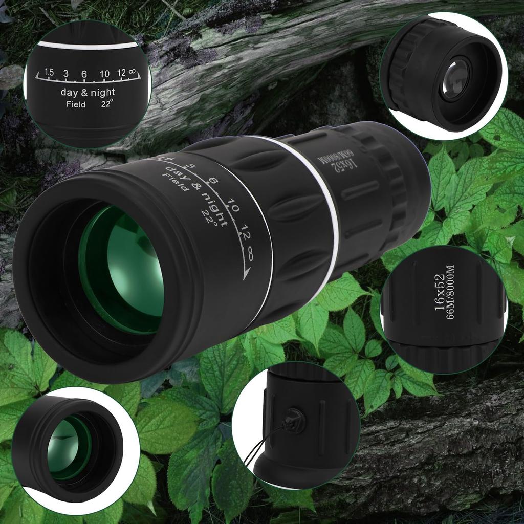 16x52 Dual Focus Monocular Upgrade Handheld Telescope 66m/8000m for Camping Concerts Fishing Hunting Spotting