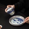 Master Zheng Wenqiang Gilded Silver Ceramic Gaiwan Tea Set