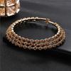 Koreanisches Braut-Funkel-Strassschmuck-Set, rundes Voll-Diamant-Armband, Ohrringe, Halskette Dreiteiliges Set