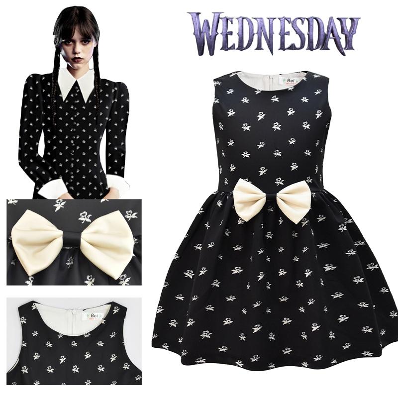 Hohe Qualität The Addams Family Wednesday Cosplay Kostüm für Kinder