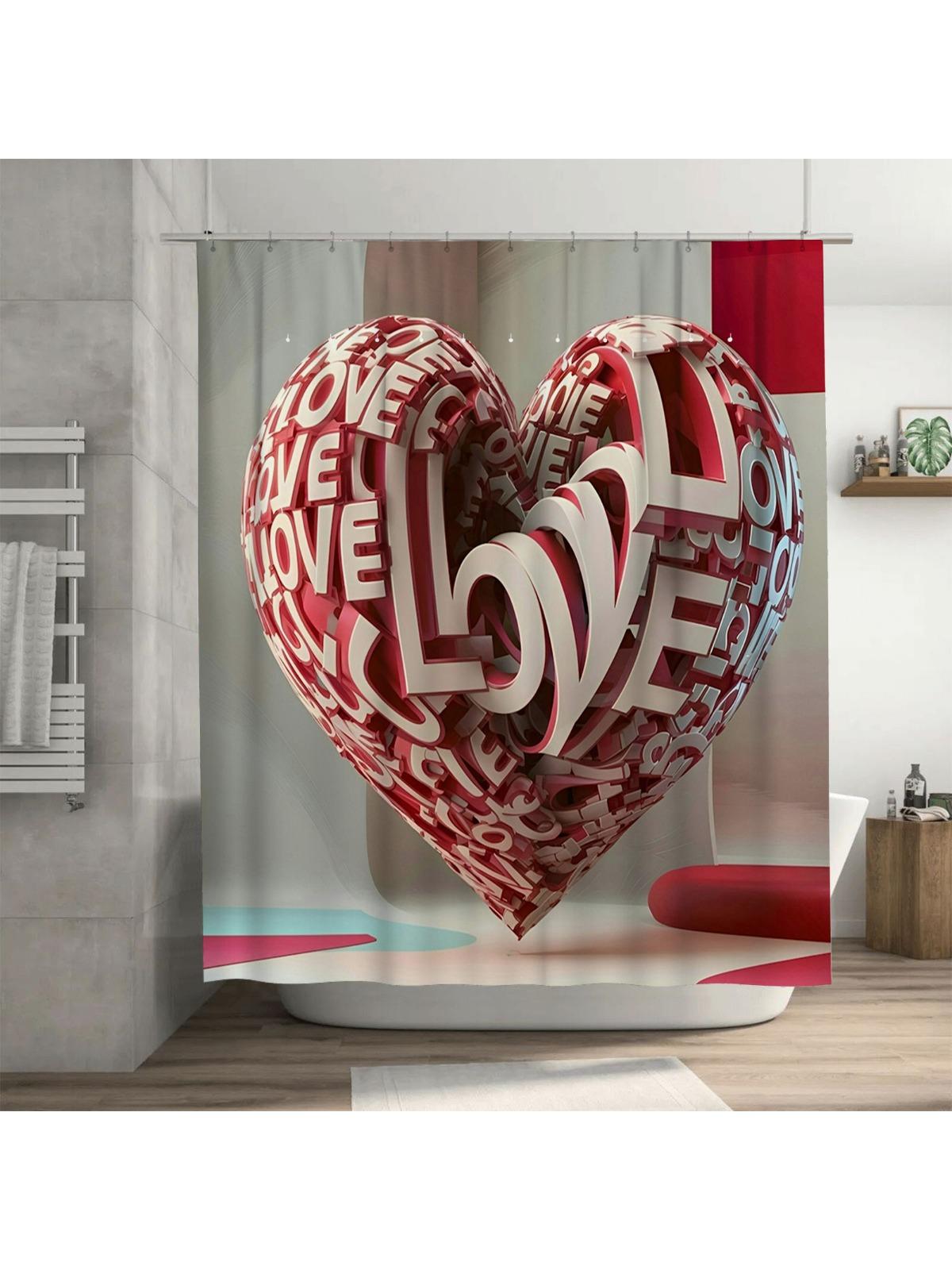 

Love Heart Shower Curtain | Romantic And Modern Bathroom Decor W60H190(CM)-1 Pcs