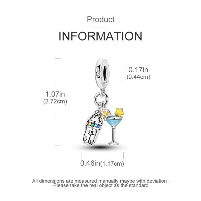 Original Charmscopper Bartender Vodka Cocktail Beads Fit Charms Platabracelets For Women Jewelry Making Fine Gifts