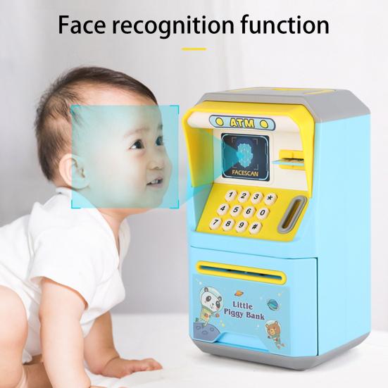 Kids Piggy Bank Portable Handle Built-in Music Digital Password Simulation Face Recognition Save