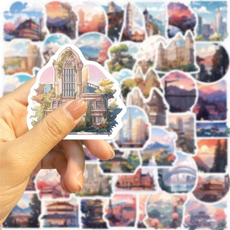 10/30/50PCS Cartoon Scenery PVC Sticker Aesthetic Korean Children's Decoration Scrapbooking Stationery School Supplies for Kid