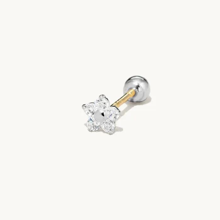 14K Mini Flower Cubic Piercing Earrings