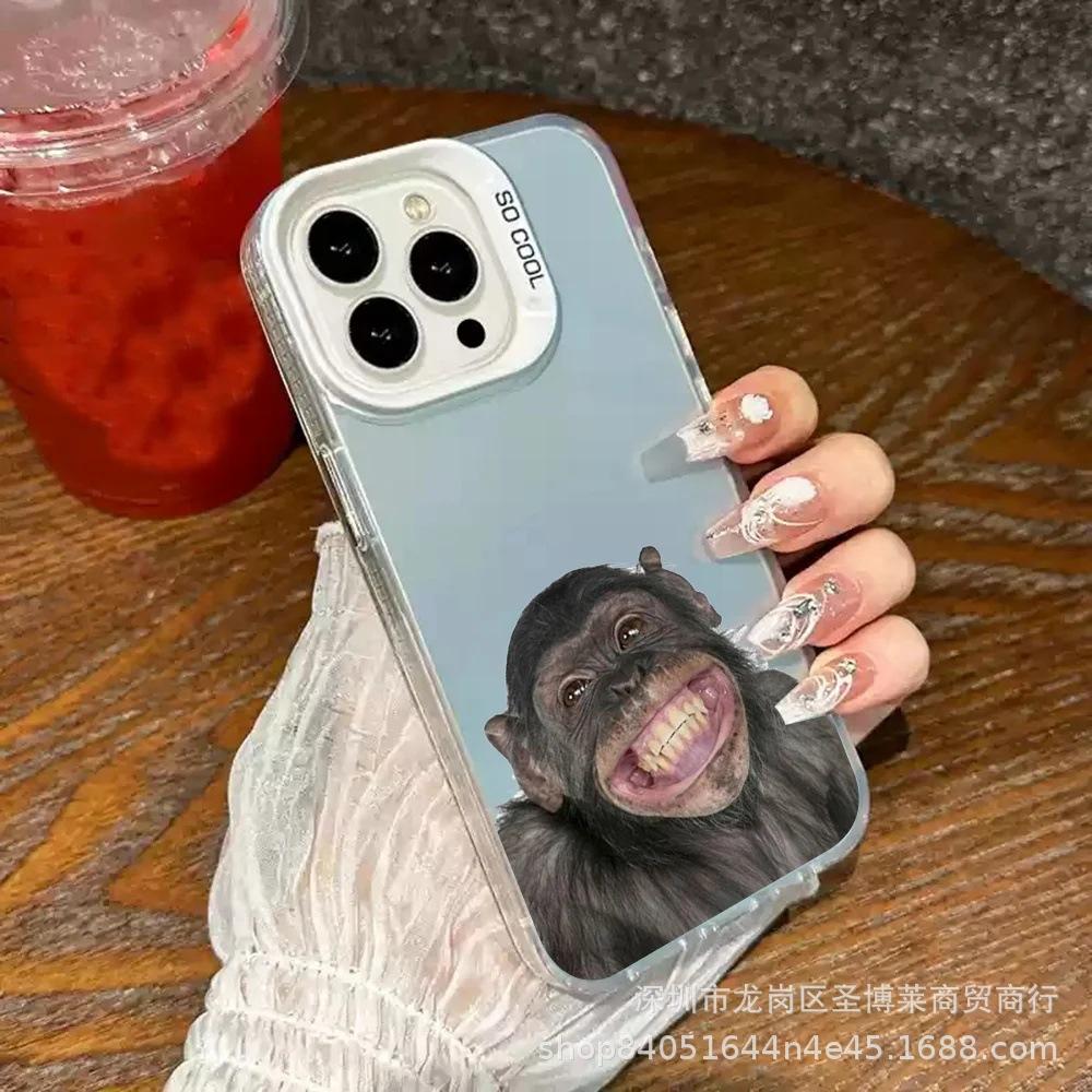 Baring Monkey Applies To Apple 15 Colored Silver iPhone14promax Creative 13/11 Matte 16 Protective Case 17