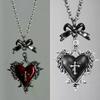 Y2k Bow Cross Heart Necklace For Girls Gothic Jewelry Vintage Accessories Rose Goth Collares Chain For Women Man Punk Necklace