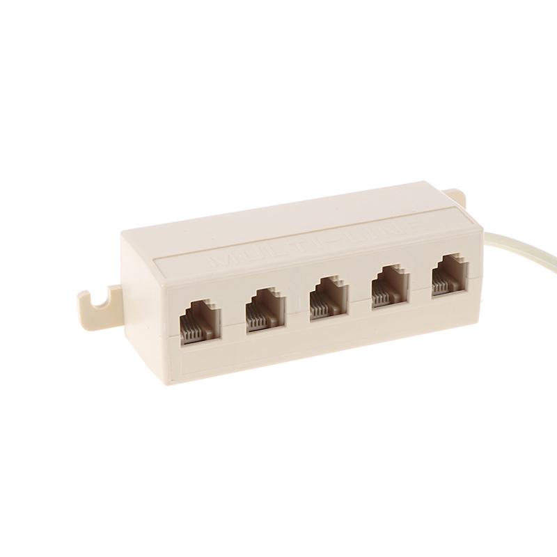 Rj11 Jack 5 Way Outlet Telephone Modular Line Splitter Plug Adapter 6P4C