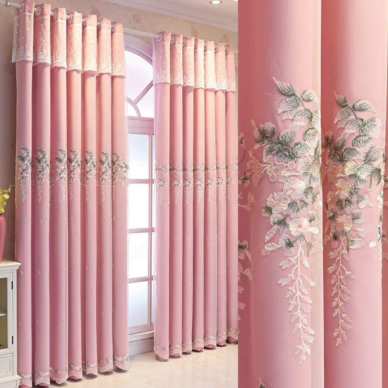 

Новые шторы для гостиной, спальни, столовой, двухслойная занавеска в европейском стиле, розовая тканевая пряжа, рельефная вышивка, окно 2PC W150cm x L270cm