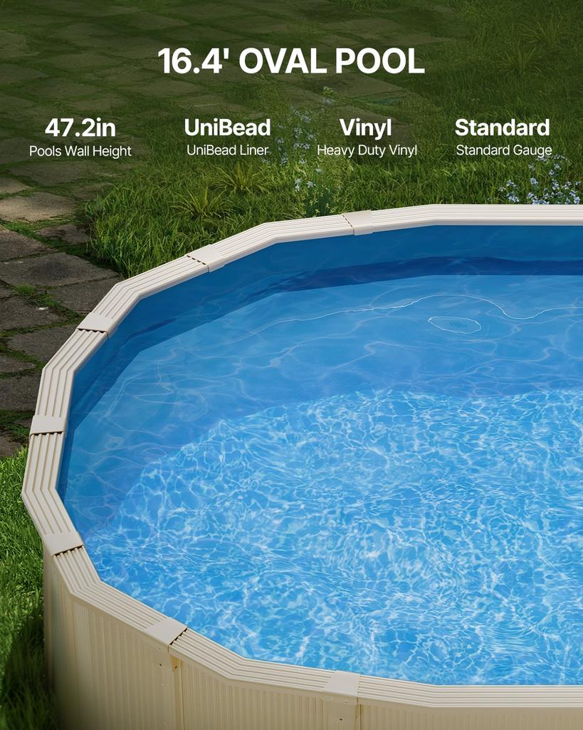 VEVOR Bâche de piscine ovale, Bâche de piscine 16,4 x 9,8 pieds, Style Uinbead, Bâche de piscine en vinyle durable, Épaisseur standard, Hauteur de paroi 47 pouces