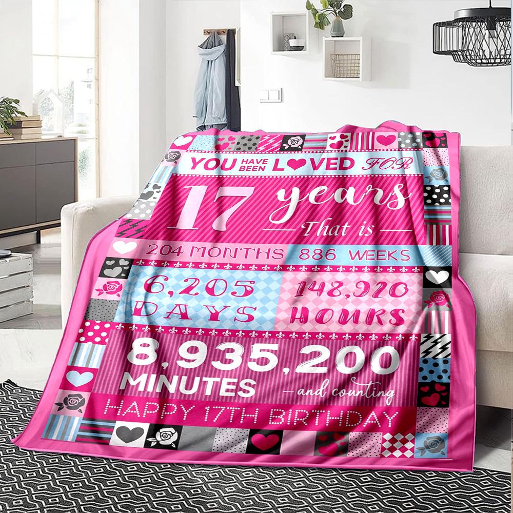 17Th Birthday Celebration Multi-purpose Blanket Comfortable Suitable for Sofa Couch Office Bed Picnics Ideal Gift for Friends Picnic Accessory Y10