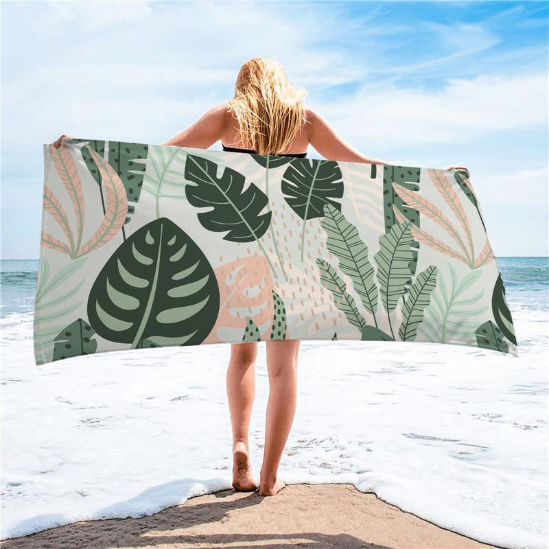 Summer Tropical Ultra-fine Fiber Beach Towel with Sun Protection