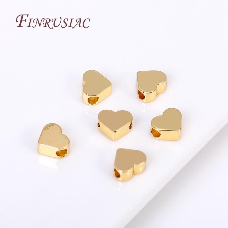 18K Gold Plated Heart Beads,Metal Heart Spacer Beads Bracelet Beads For DIY Jewelry Making Accessories,6x5MM,Hole Size 2.5MM