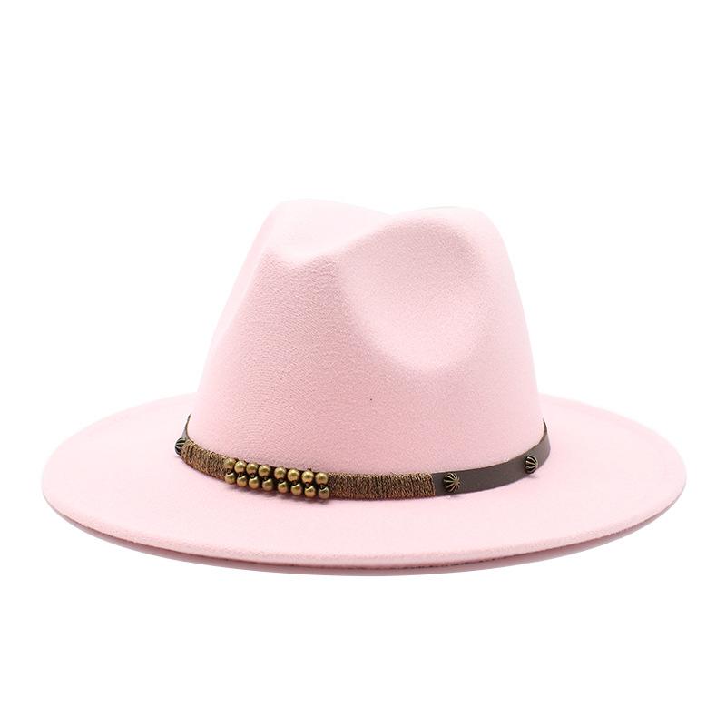 Woolen Jazz Hat British Style Men'S And Women'S Retro Flat-Brimmed Hat Wool Felt Hat Big Brim Top Hat