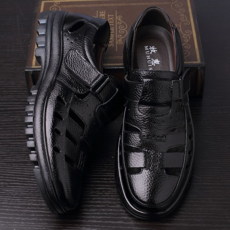 Fashion Luxury Men's Sandals Summer New Hollow Out Leather Shoes for Men Breathable Casual Shoes Fashion High Quality Men Sandalias 2024