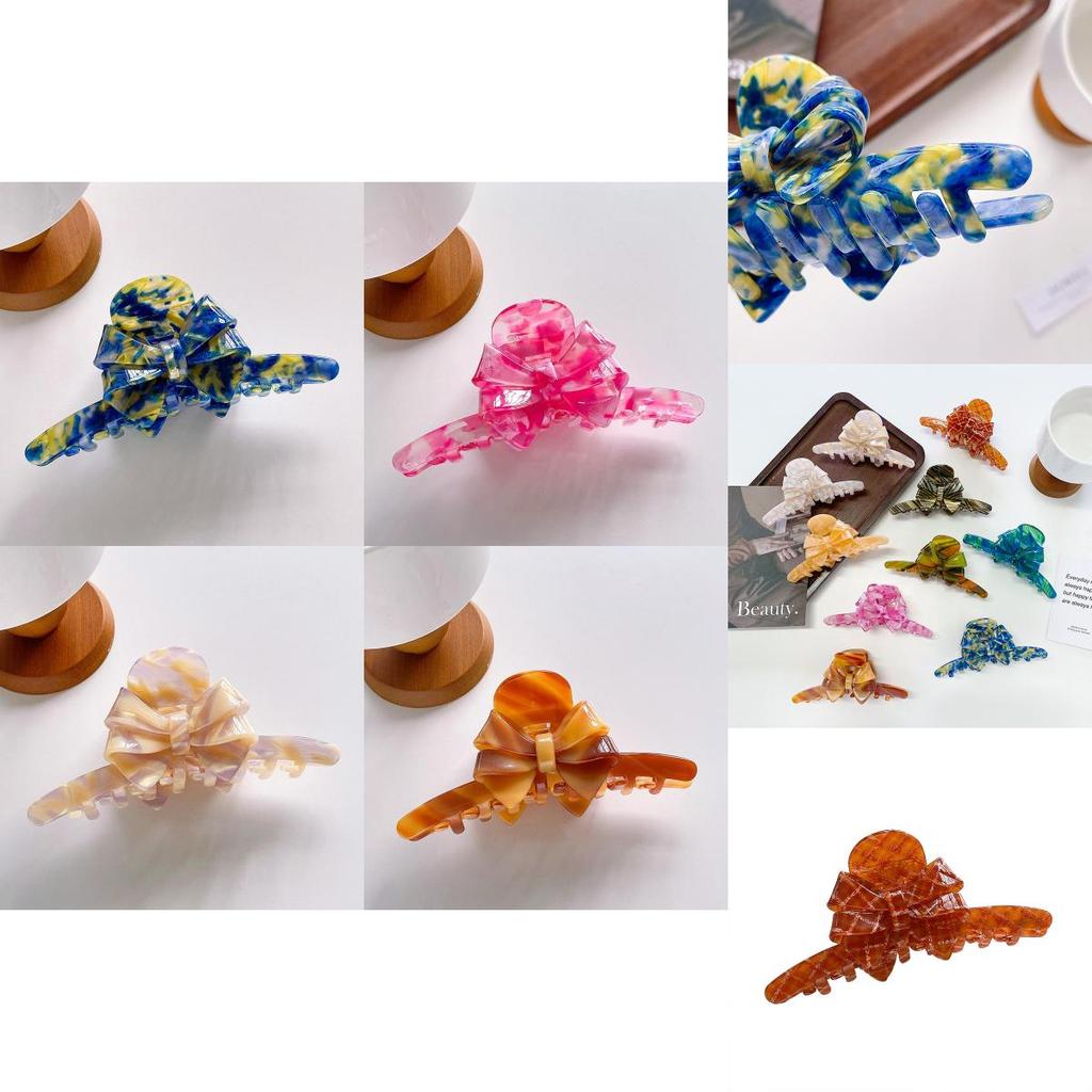 Oversized Bow Hair Clip Fashionable Acetate Hair Claw For Stylish Women With Multiple Color Options
