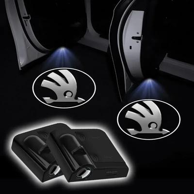 1/2Pcs Car Lights Accessory LED Door Projector For Skoda Octavia MK2 MK3 2 3 A7 Fabia Karoq Kodiaq Superb Rapid Kamiq Scala Yeti