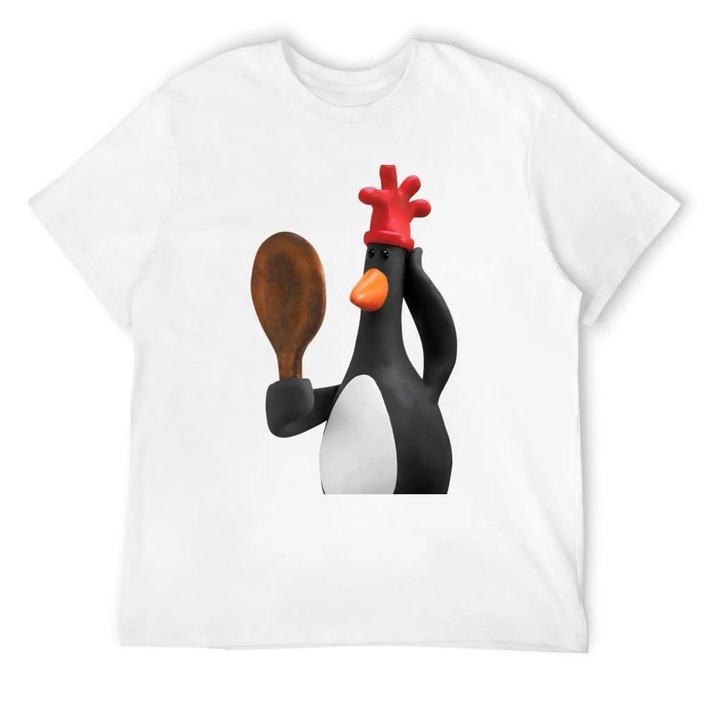 Summer Men's Fun Penguin Print Round Neck Short Sleeved 100% Pure Cotton High-quality Sports and Casual Loose Streetwear T-shirt
