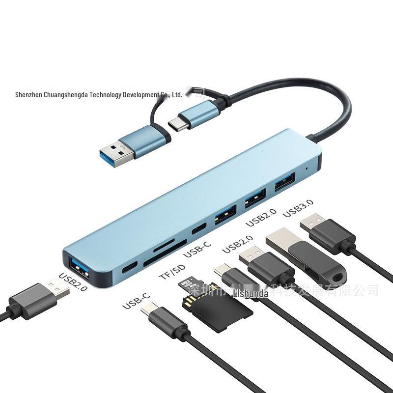 7-in-1 Type-C Expansion Hub with Multi-Functional Card Reader & Dual-Head Splitter