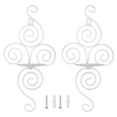 2 Sets Wall Candle Holder Foldable European Style Swirl Wrought Iron Wall Hanging Candlestick